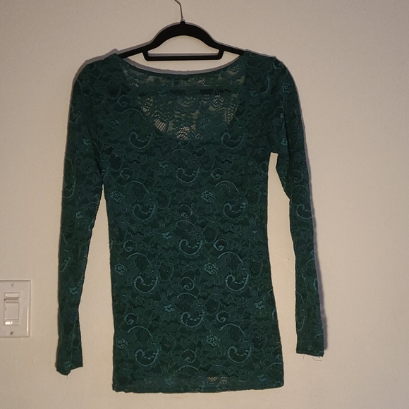 Talula green sheer lace long sleeve top medium - Picture 2 of 5